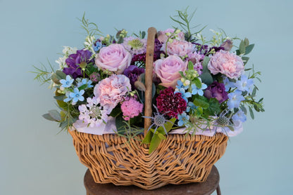 Purple & Blue Basket Arrangement