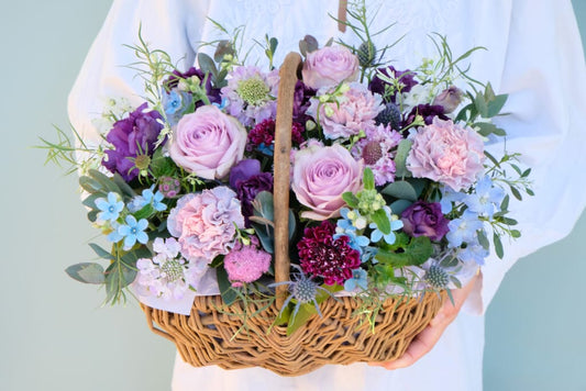 Purple & Blue Basket Arrangement