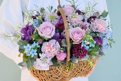 Purple & Blue Basket Arrangement