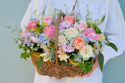 Pastel Color Basket Arrangement