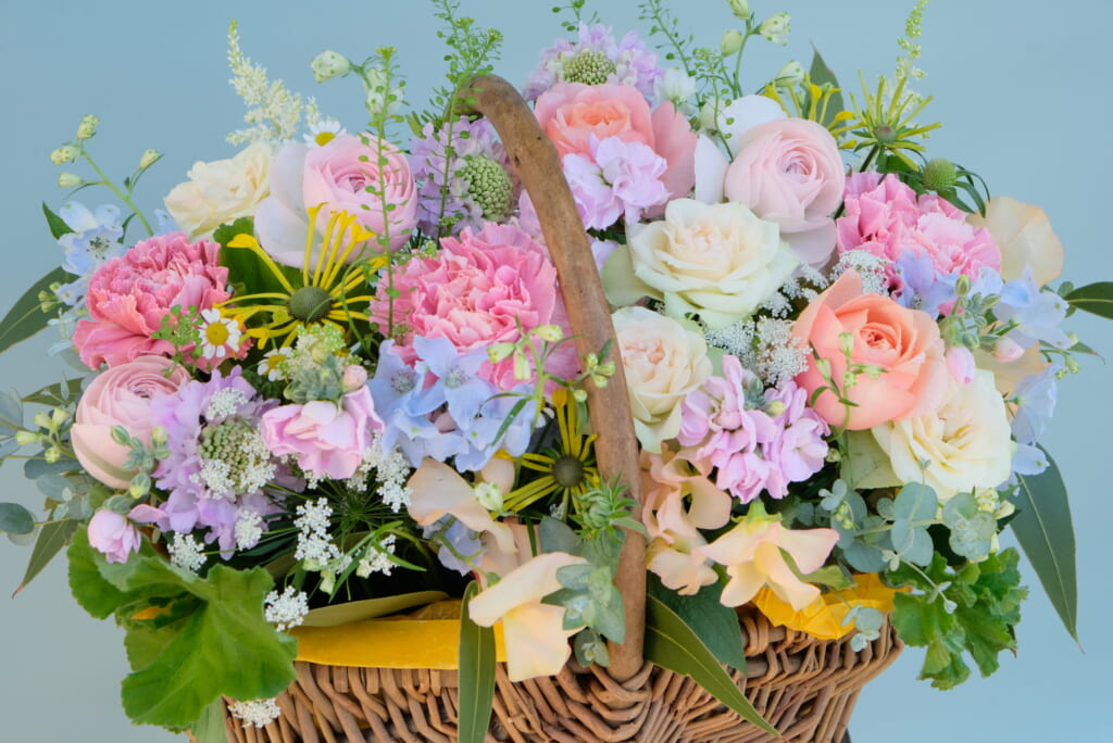 Pastel Color Basket Arrangement