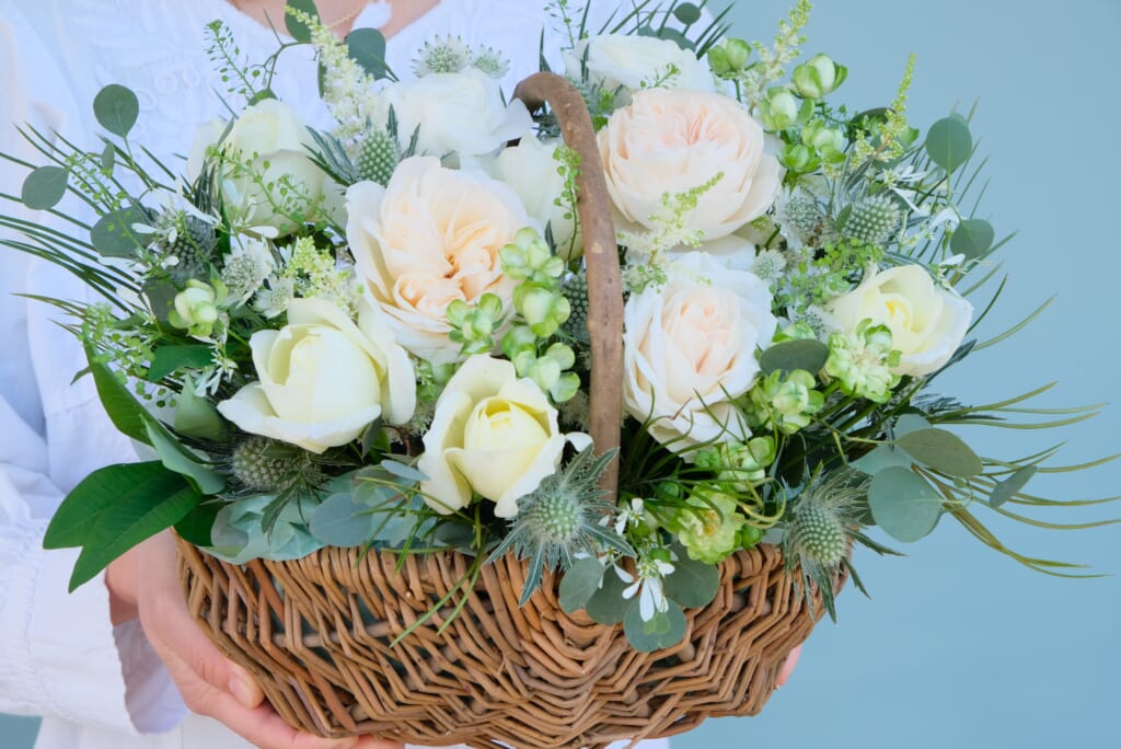 White Basket Arrangement