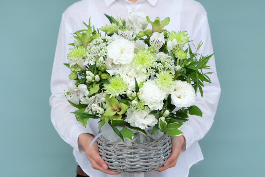 Sympathy Arrangement White & Green